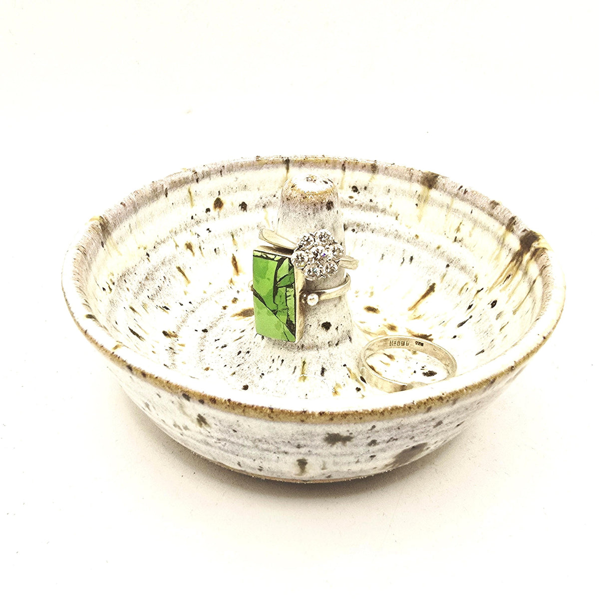 Handmade Ceramic Ring Dish / Jewellery dish . Speckled Cream Glaze. Toasty Stoneware Pottery
