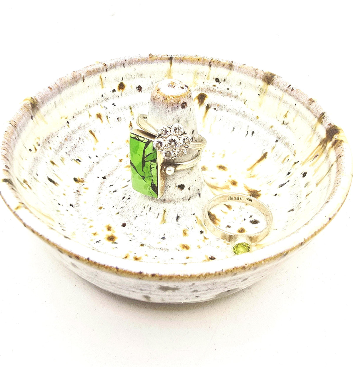 Handmade Ceramic Ring Dish / Jewellery dish . Speckled Cream Glaze. Toasty Stoneware Pottery