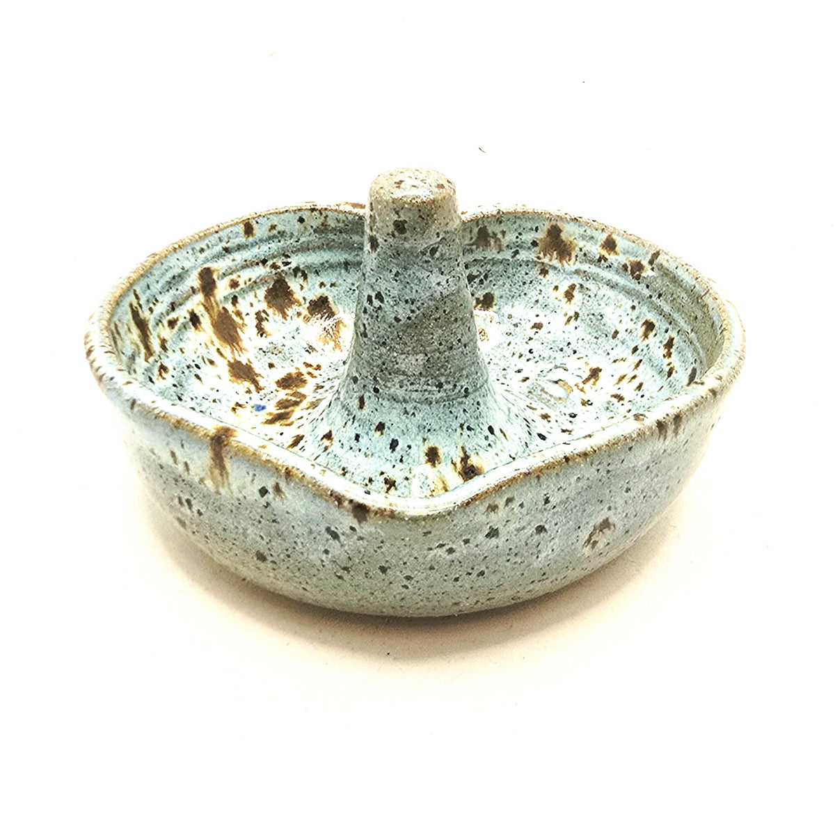 Handmade Ceramic Heart Ring Dish / Jewellery Bowl. Speckled Blue Glaze. Toasty Stoneware Pottery
