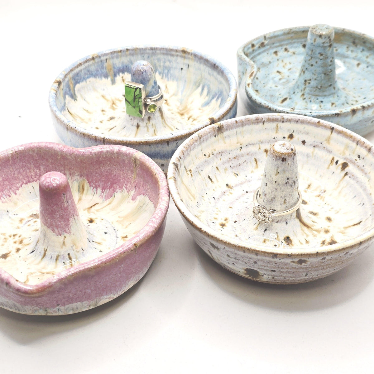 Handmade Ceramic Heart Ring Dish / Jewellery Bowl. Speckled Blue Glaze. Toasty Stoneware Pottery