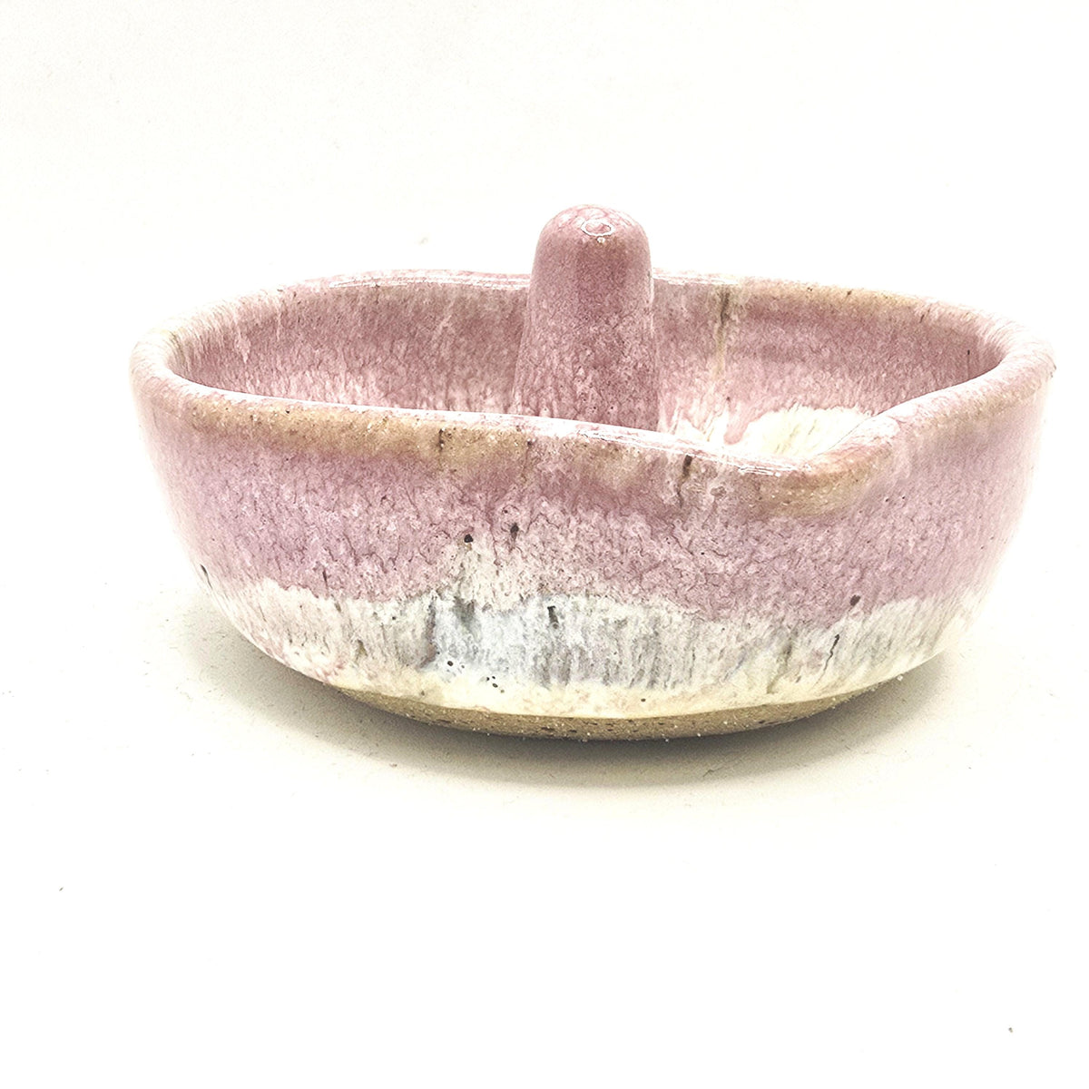 Handmade Ceramic Heart Ring Dish / Trinket Dish. Speckled Cream & Pink Glaze. Toasty Stoneware Pottery