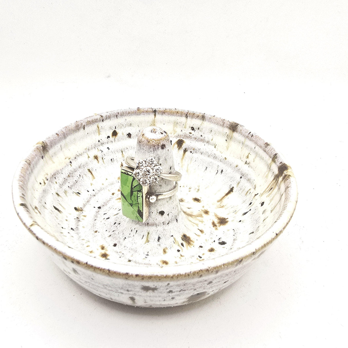 Handmade Ceramic Ring Dish / Jewellery dish . Speckled Cream Glaze. Toasty Stoneware Pottery