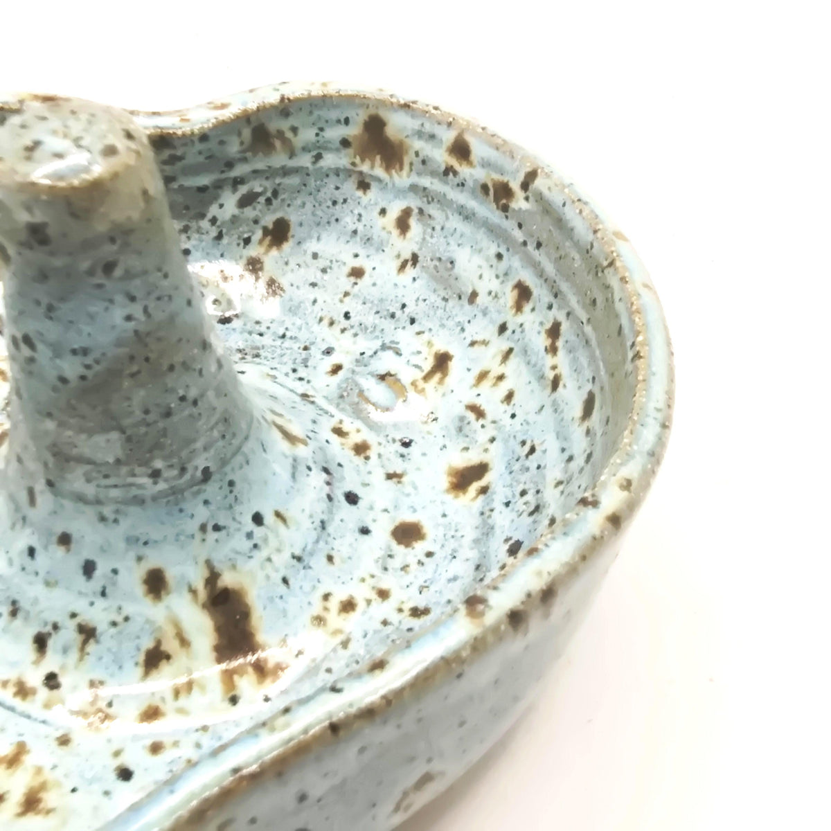 Handmade Ceramic Heart Ring Dish / Jewellery Bowl. Speckled Blue Glaze. Toasty Stoneware Pottery