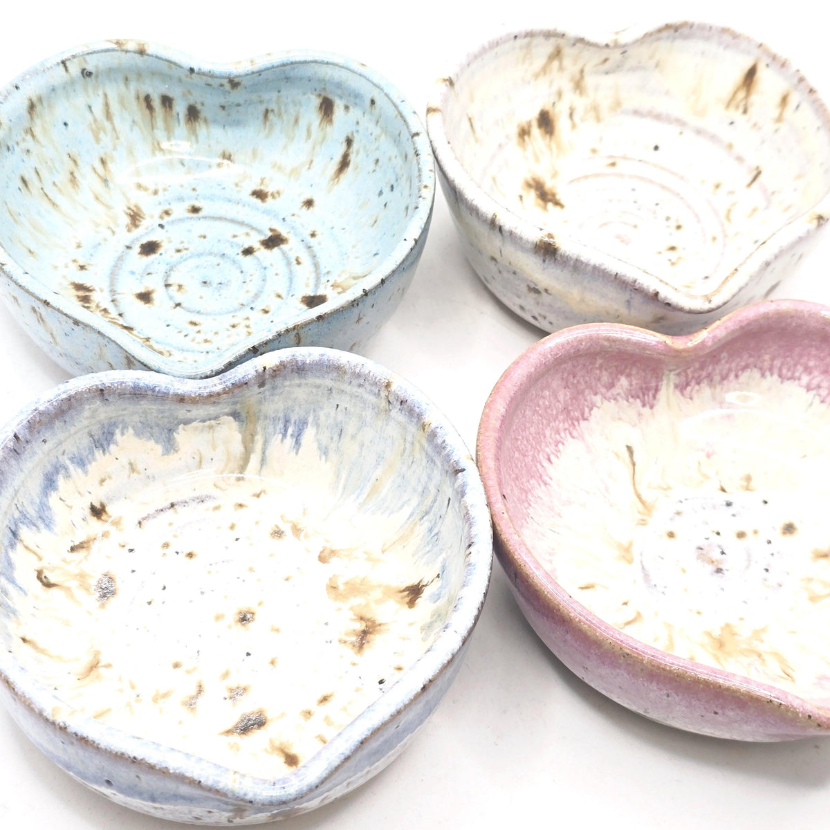 Handmade Ceramic Heart Ring Dish / Jewellery Bowl. Speckled Blue Glaze. Toasty Stoneware Pottery