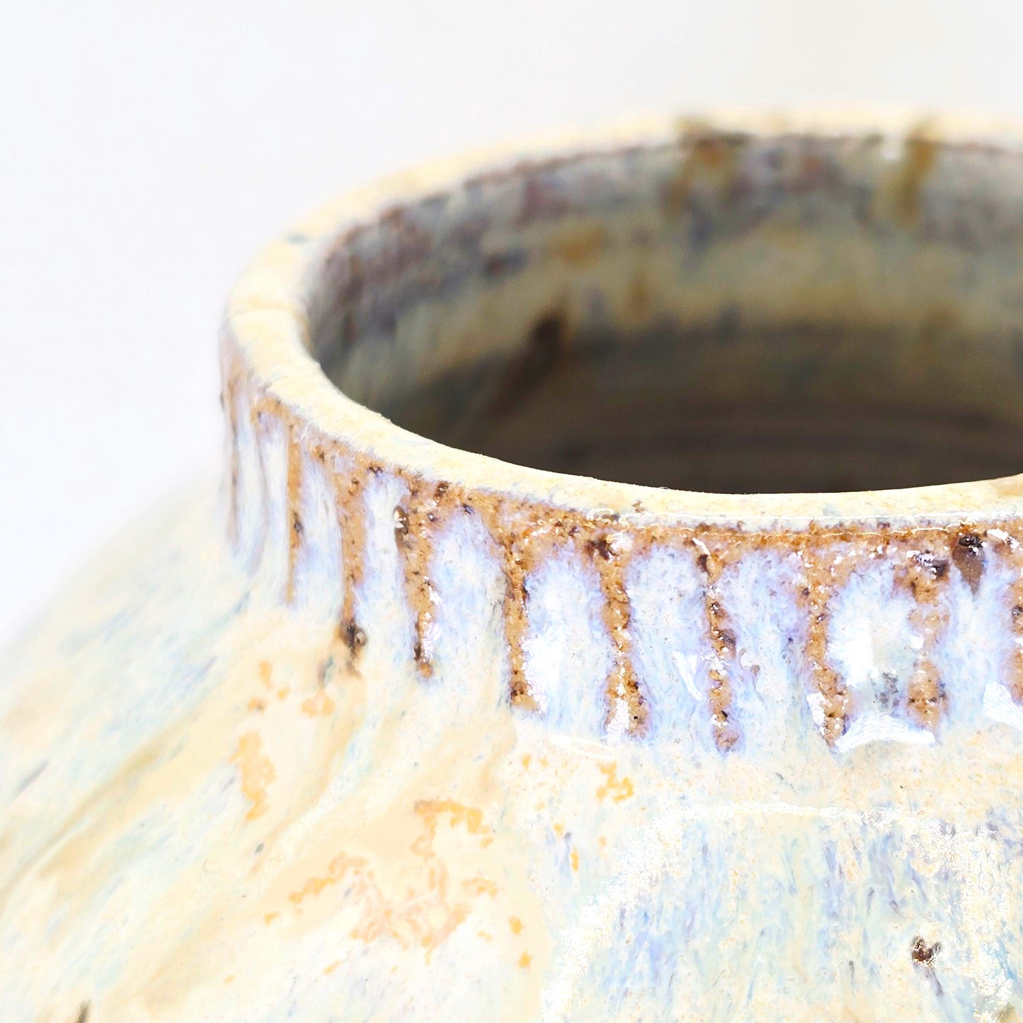 Handmade Ceramic Globe Bud Vase -  Speckled Cream Glaze, Toasty Stoneware Pottery (wide neck)