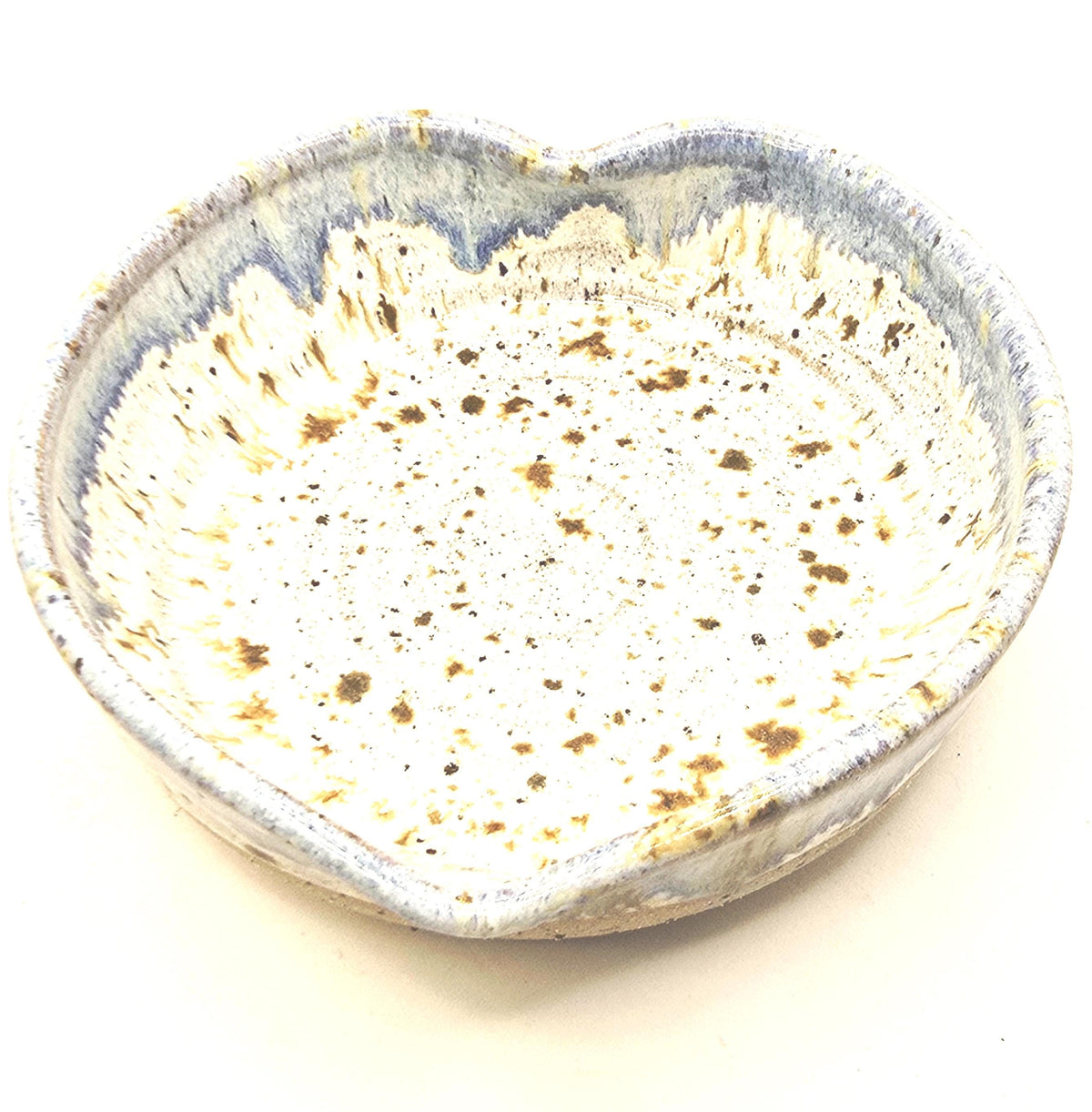 Handmade Ceramic Large Heart Trinket Dish / Jewellery Bowl. Speckled Blue Glaze, Toasty Stoneware Pottery