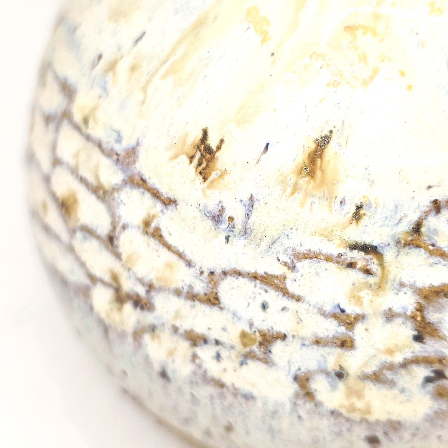Handmade Ceramic Globe Bud Vase -  Speckled Cream Glaze, Toasty Stoneware Pottery (wide neck)