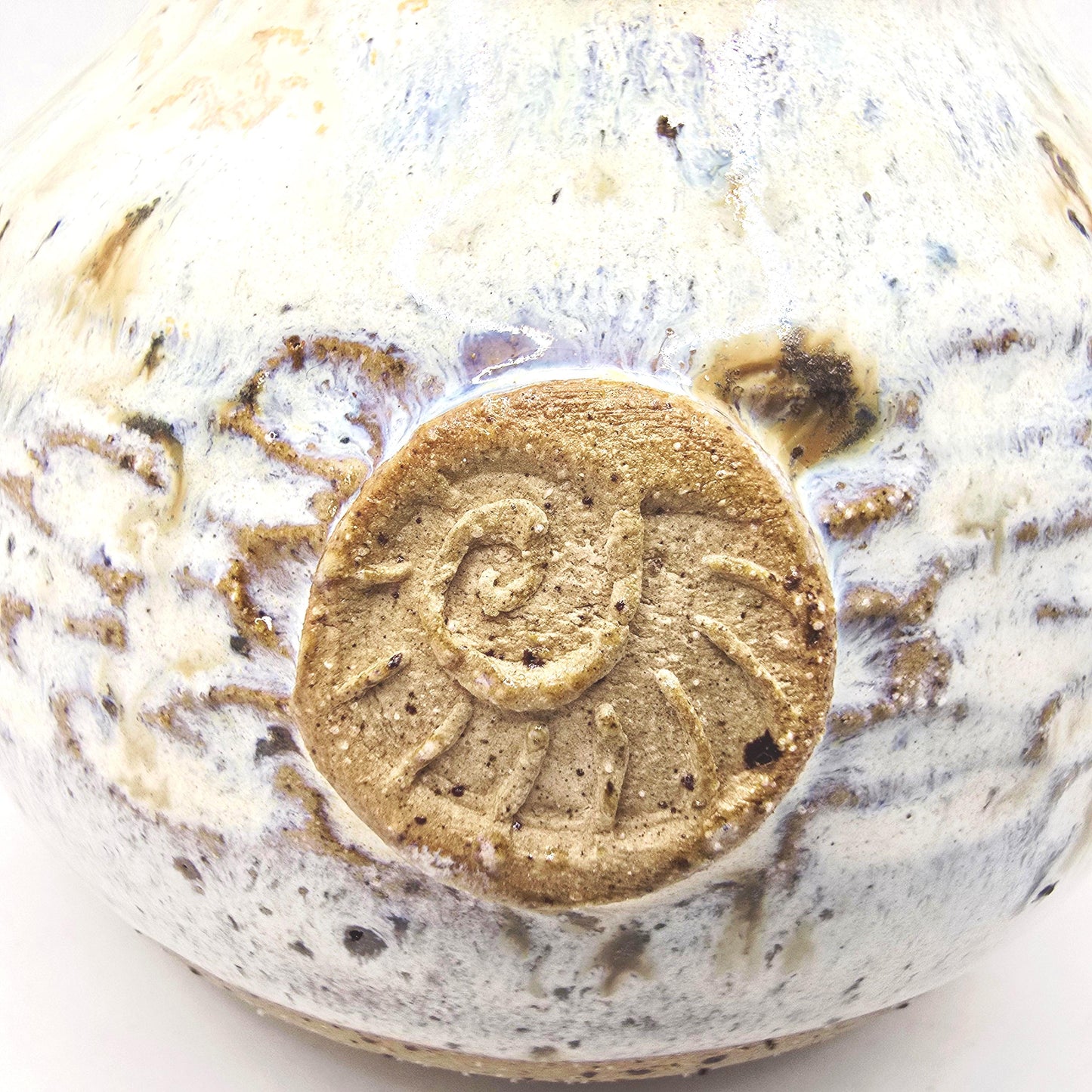Handmade Ceramic Globe Bud Vase -  Speckled Cream Glaze, Toasty Stoneware Pottery (wide neck)