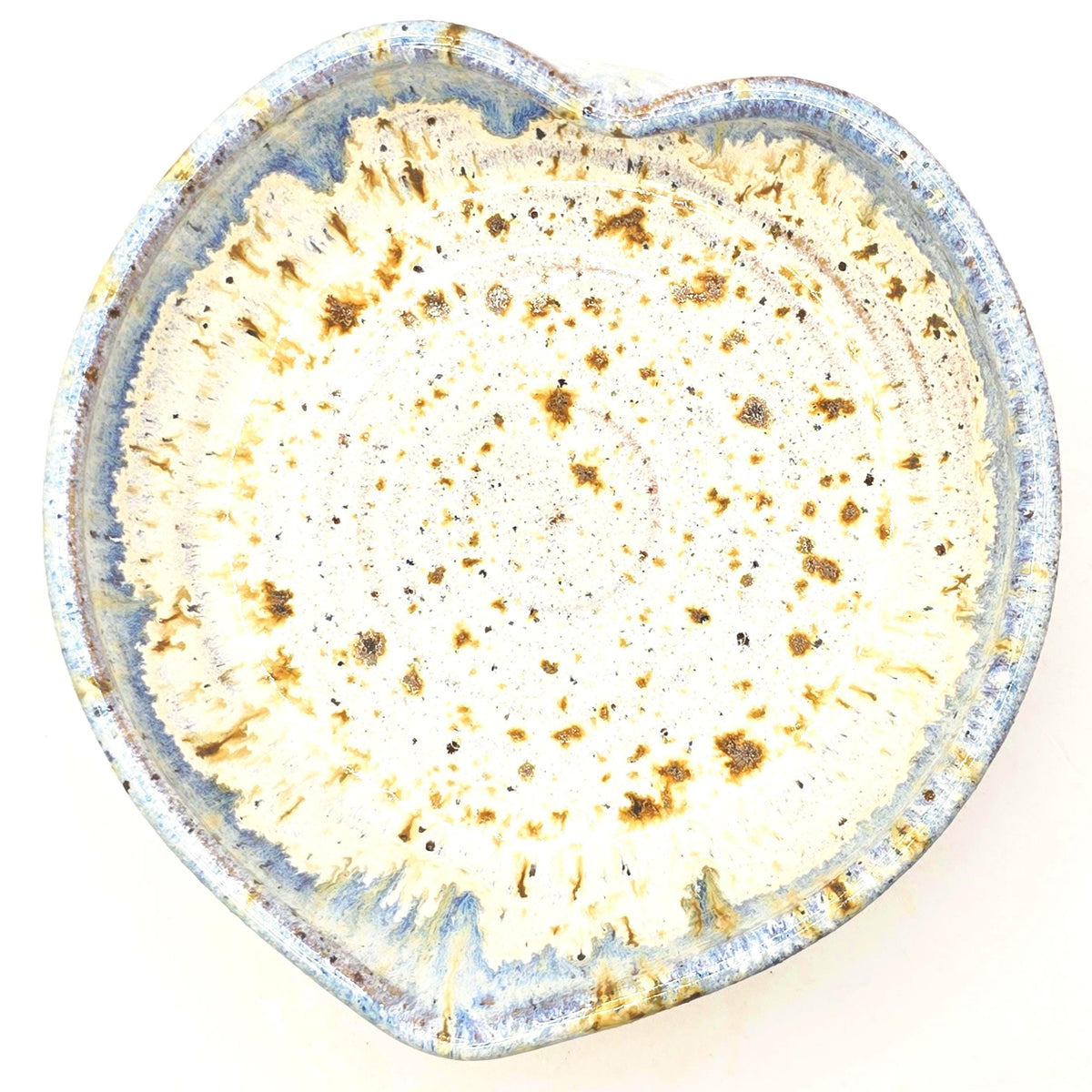 Handmade Ceramic Large Heart Trinket Dish / Jewellery Bowl. Speckled Blue Glaze, Toasty Stoneware Pottery