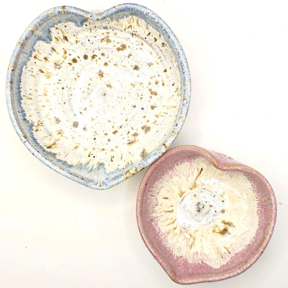 Handmade Ceramic Large Heart Trinket Dish / Jewellery Bowl. Speckled Blue Glaze, Toasty Stoneware Pottery