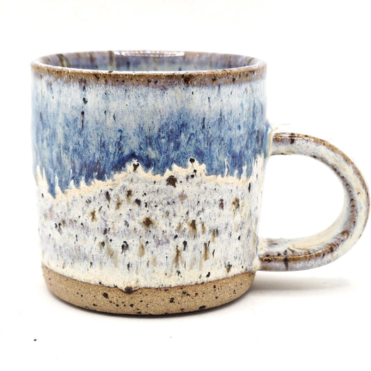 Handmade Ceramic 4oz Tall Double Espresso Mug. Cream & Blue Speckled Glaze - Toasty Stoneware Pottery