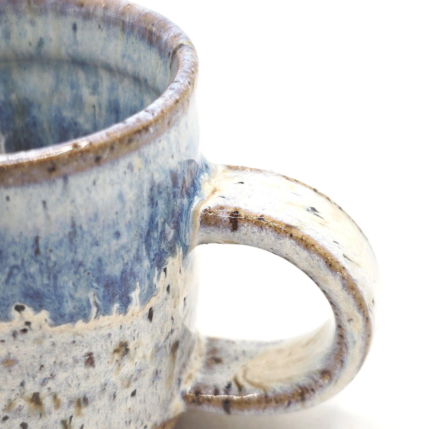 Handmade Ceramic 4oz Tall Double Espresso Mug. Cream & Blue Speckled Glaze - Toasty Stoneware Pottery