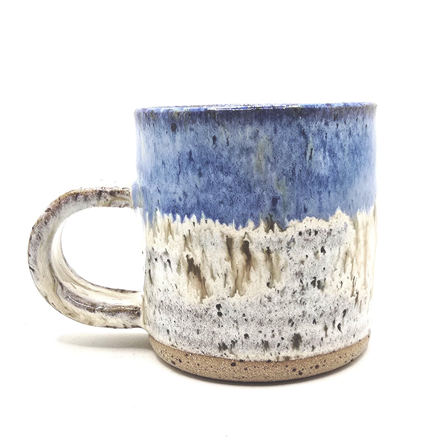 Handmade Ceramic 6oz Flat White / Cortado Coffee Mug. Cream & Blue Speckled Glaze - Toasty Stoneware Pottery