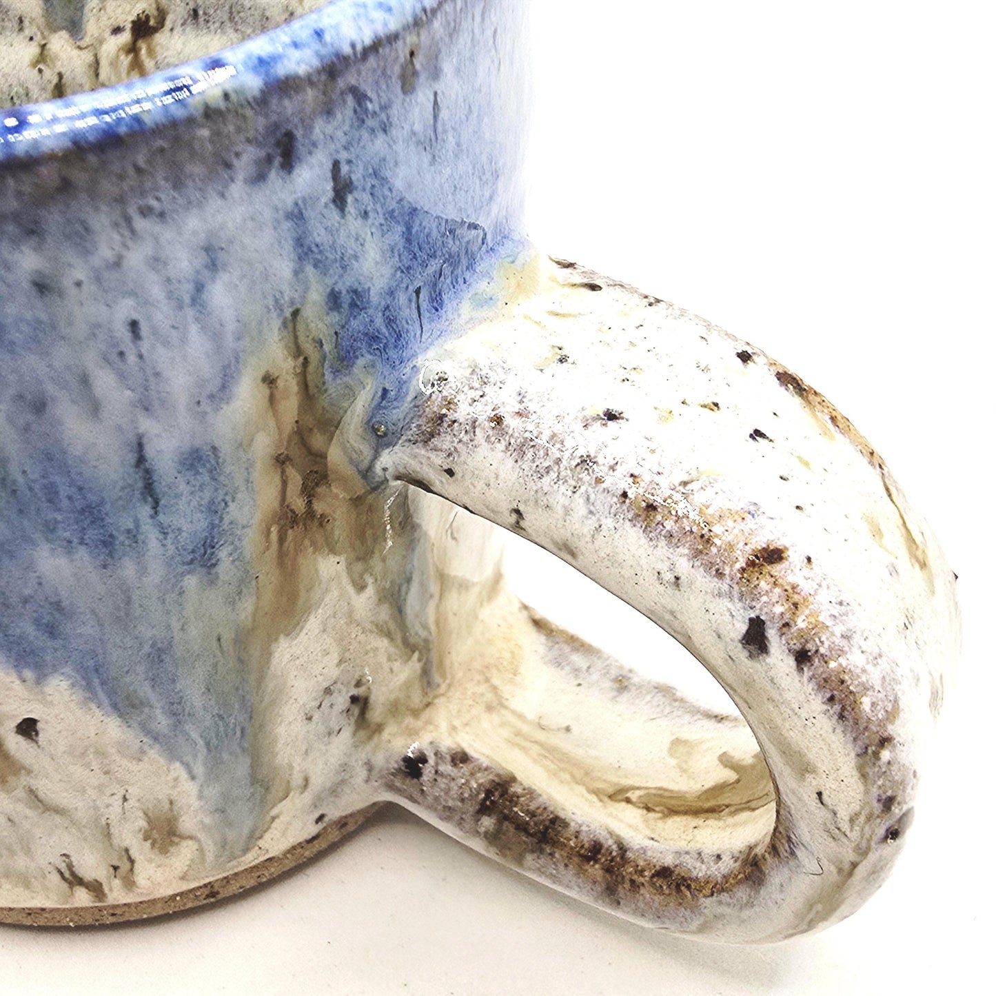 Handmade Ceramic 6oz Flat White / Cortado Coffee Mug. Cream & Blue Speckled Glaze - Toasty Stoneware Pottery