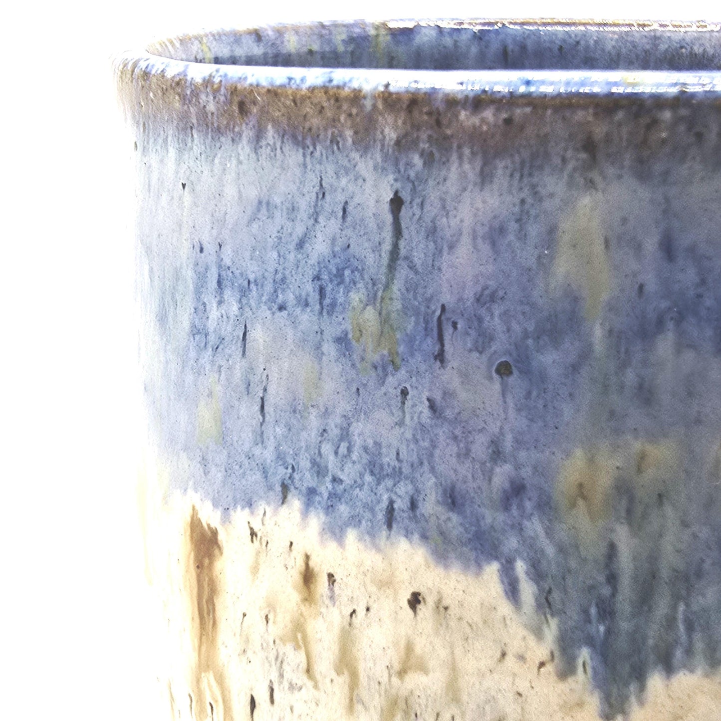 Handmade Ceramic 6oz Flat White / Cortado Coffee Mug. Cream & Blue Speckled Glaze - Toasty Stoneware Pottery