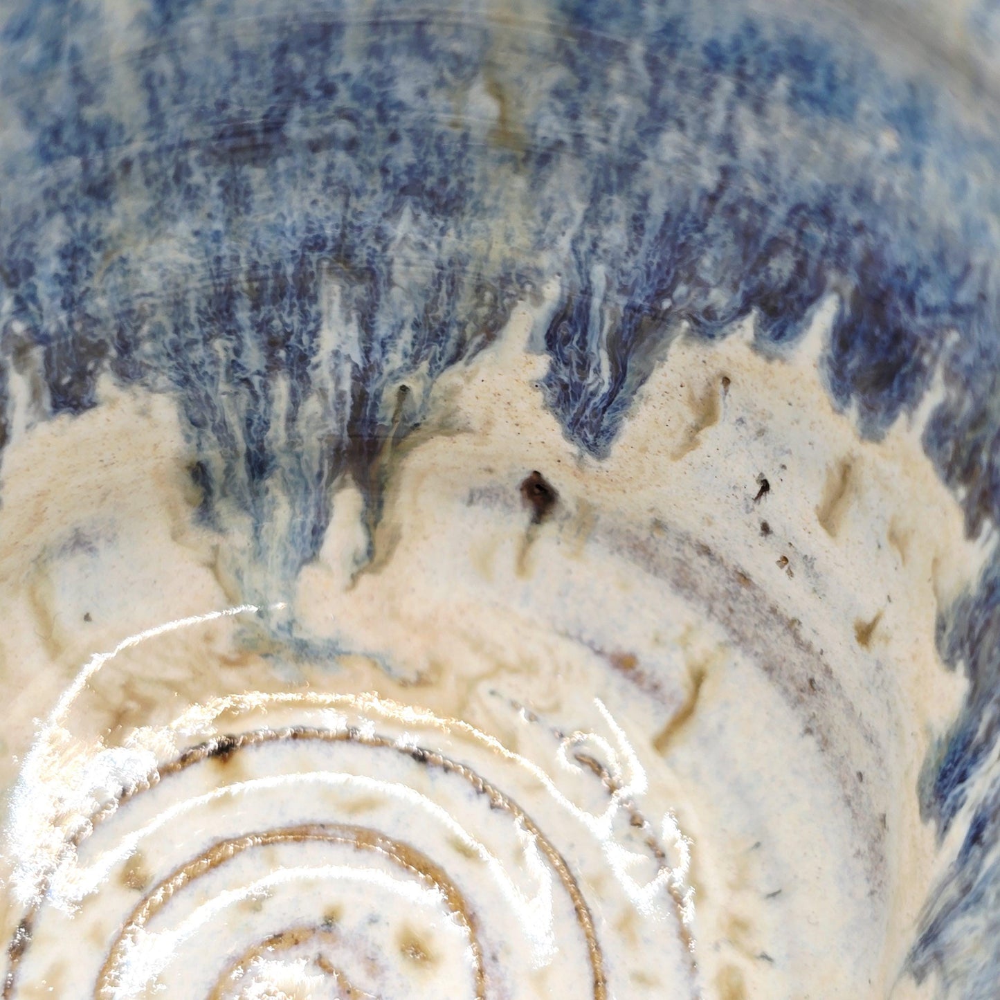 Handmade Ceramic 4oz Tall Double Espresso Mug. Cream & Blue Speckled Glaze - Toasty Stoneware Pottery