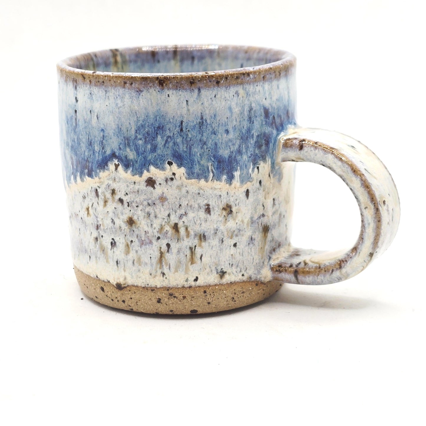 Handmade Ceramic 4oz Tall Double Espresso Mug. Cream & Blue Speckled Glaze - Toasty Stoneware Pottery