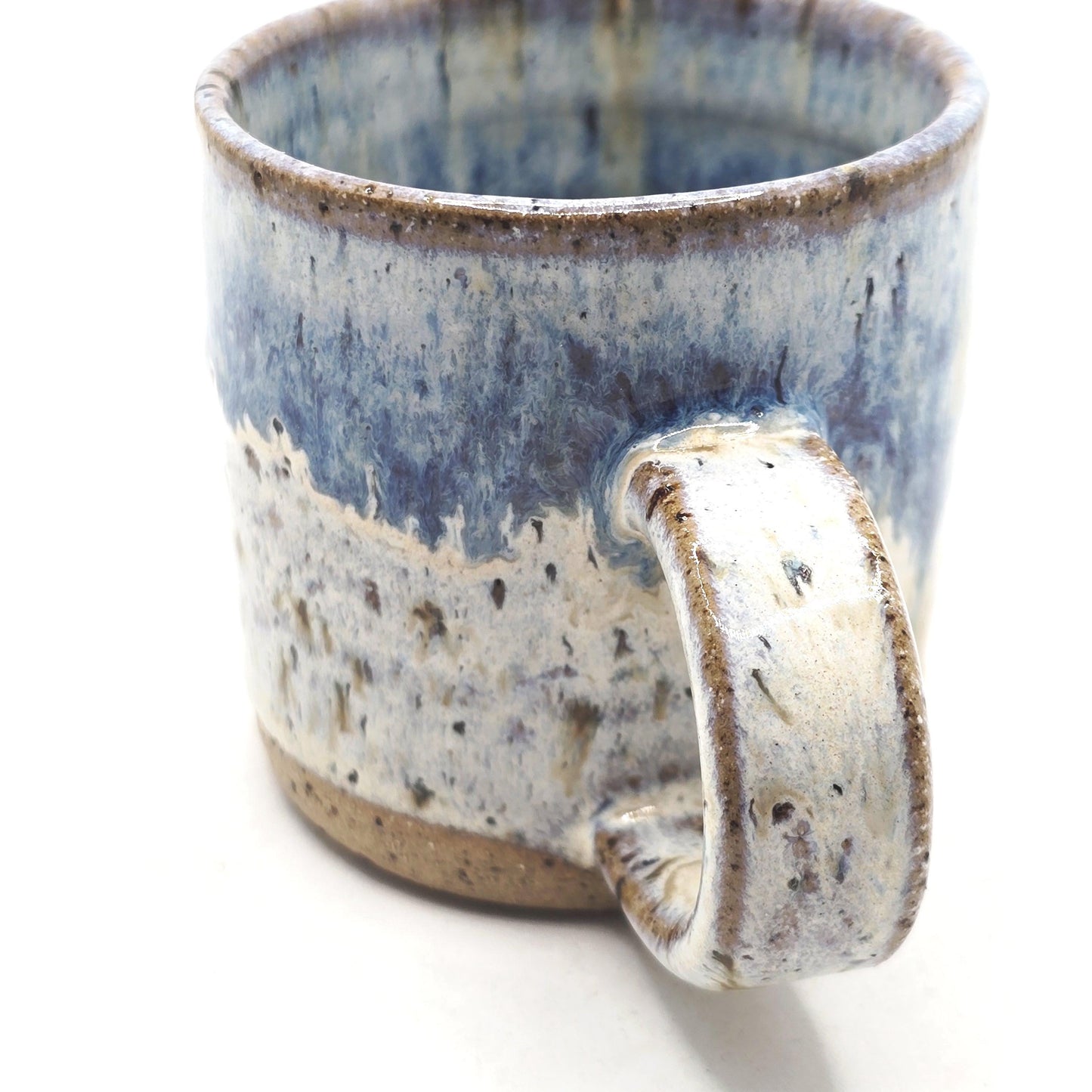 Handmade Ceramic 4oz Tall Double Espresso Mug. Cream & Blue Speckled Glaze - Toasty Stoneware Pottery