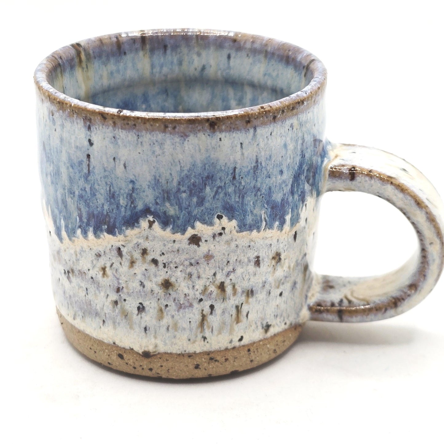 Handmade Ceramic 4oz Tall Double Espresso Mug. Cream & Blue Speckled Glaze - Toasty Stoneware Pottery