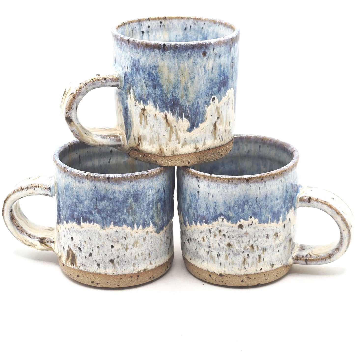 Handmade Ceramic 4oz Tall Double Espresso Mug. Cream & Blue Speckled Glaze - Toasty Stoneware Pottery