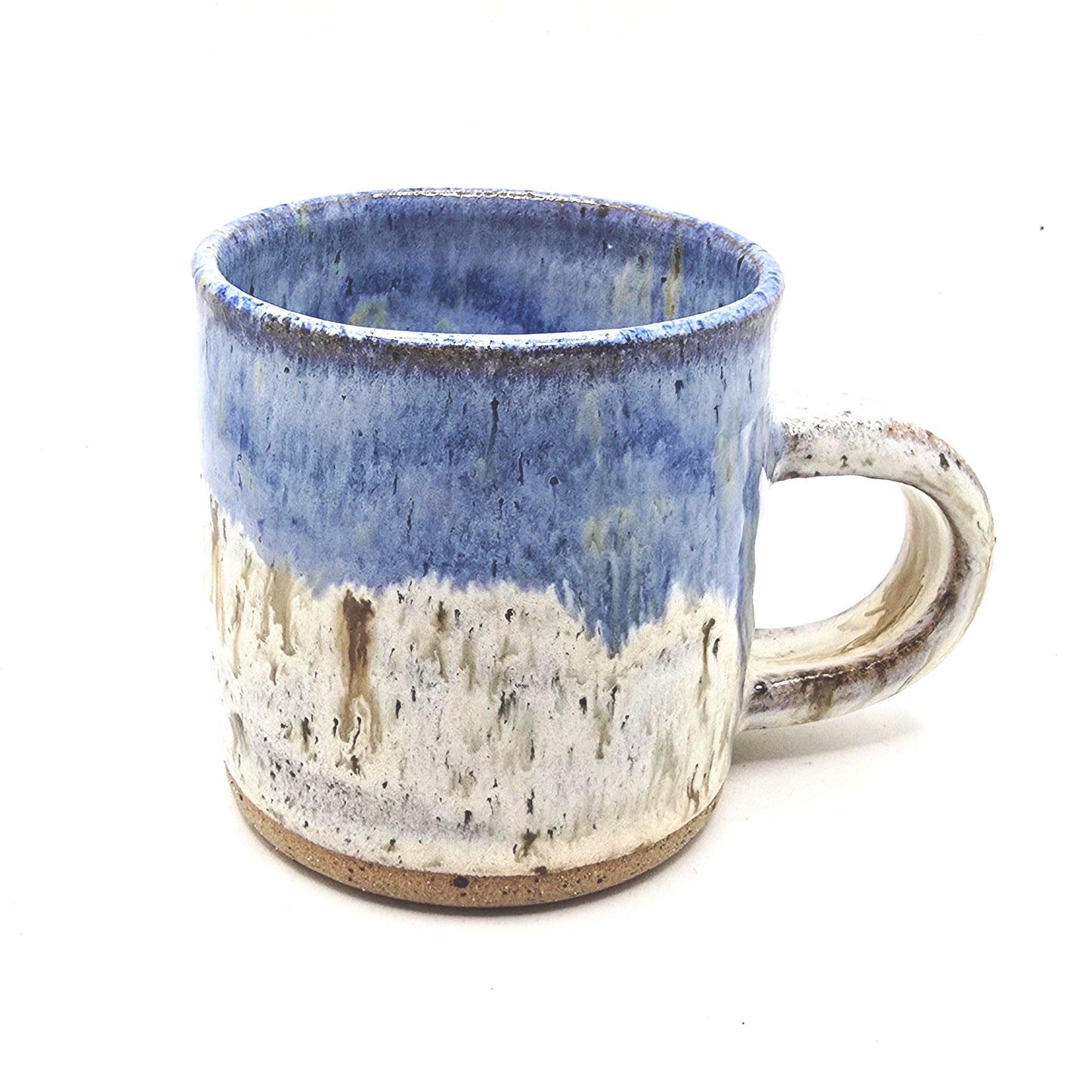Handmade Ceramic 6oz Flat White / Cortado Coffee Mug. Cream & Blue Speckled Glaze - Toasty Stoneware Pottery