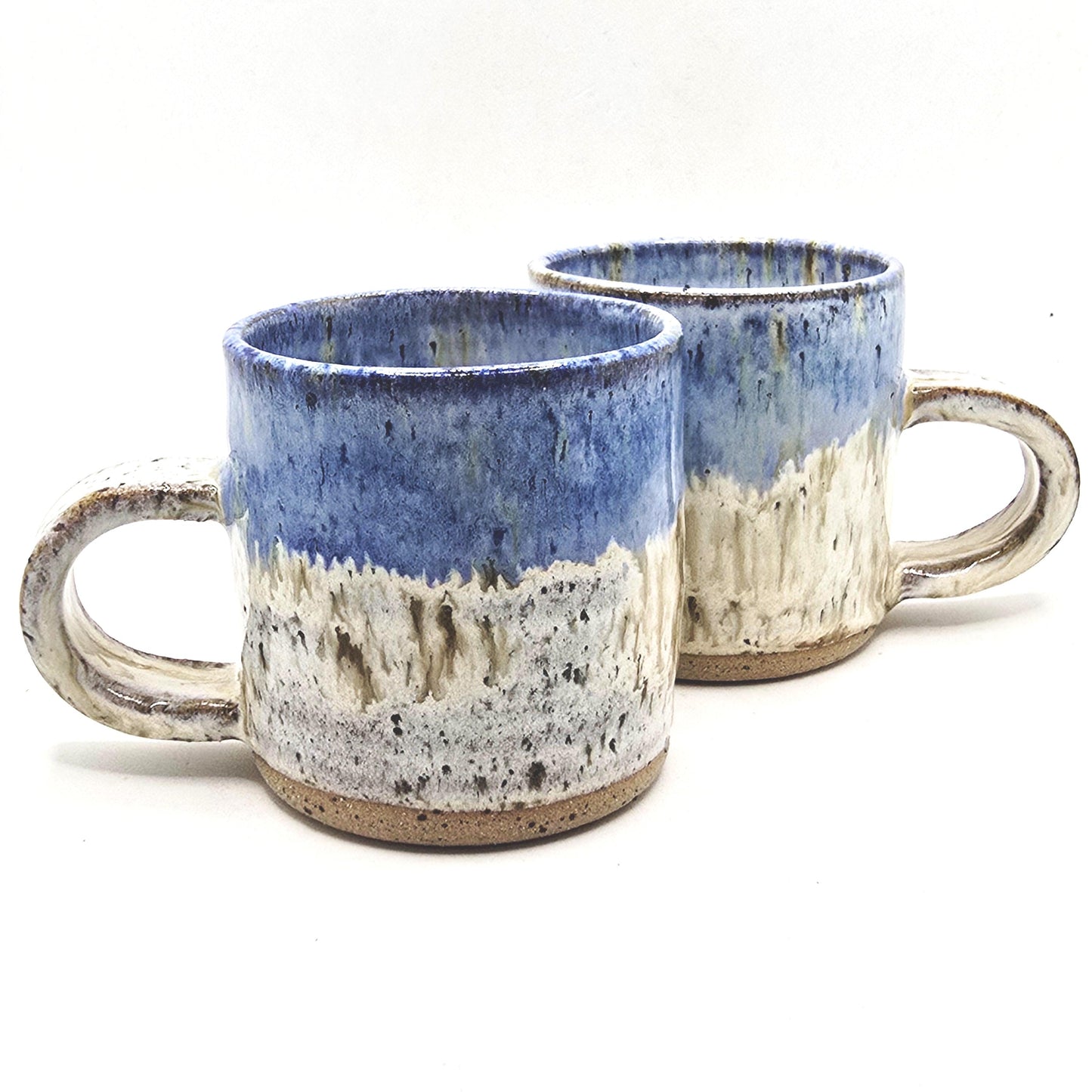 Handmade Ceramic 6oz Flat White / Cortado Coffee Mug. Cream & Blue Speckled Glaze - Toasty Stoneware Pottery
