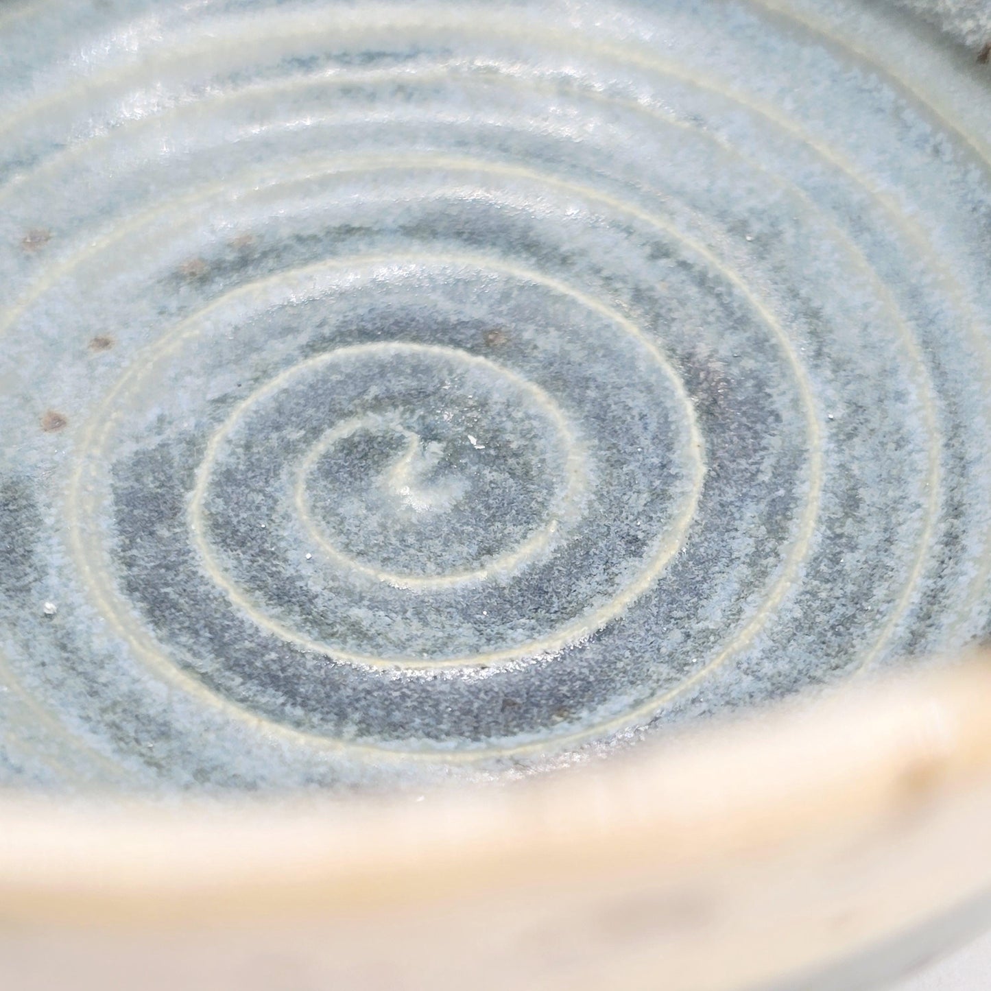 Handmade Ceramic Blue & White Small Condiment Bowl, Jam Dish. White Stoneware Pottery.