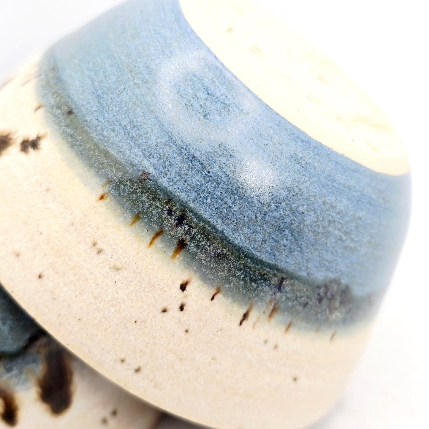 Handmade Ceramic Blue & White Small Condiment Bowl, Jam Dish. White Stoneware Pottery.