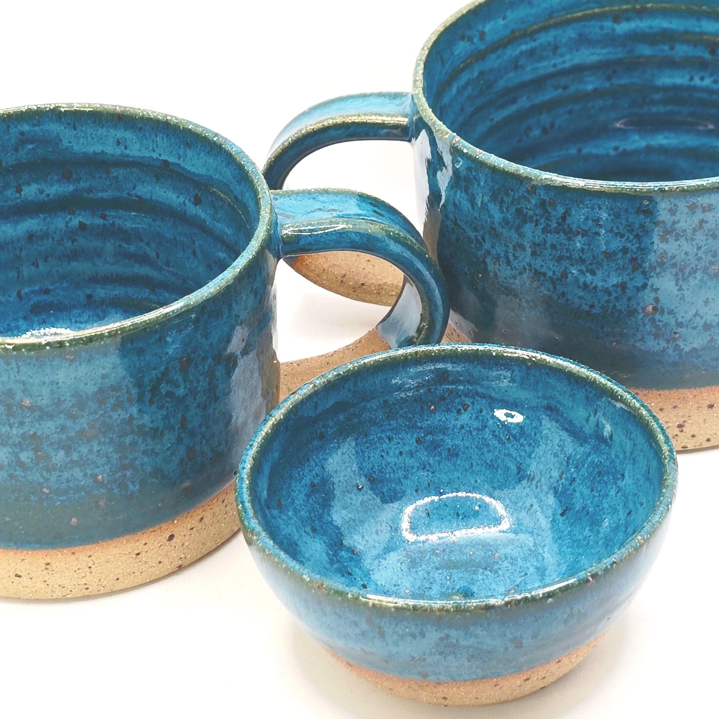 Handmade Ceramic Blue Condiment Bowl / Trinket Dish. Turquoise Glaze. Toasty Stoneware Pottery