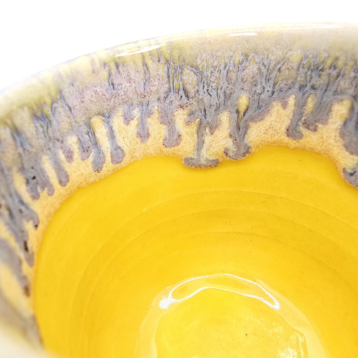 Handmade Ceramic 4oz Double Espresso Mug. Lemony Blue Yellow Glaze. Stoneware Pottery