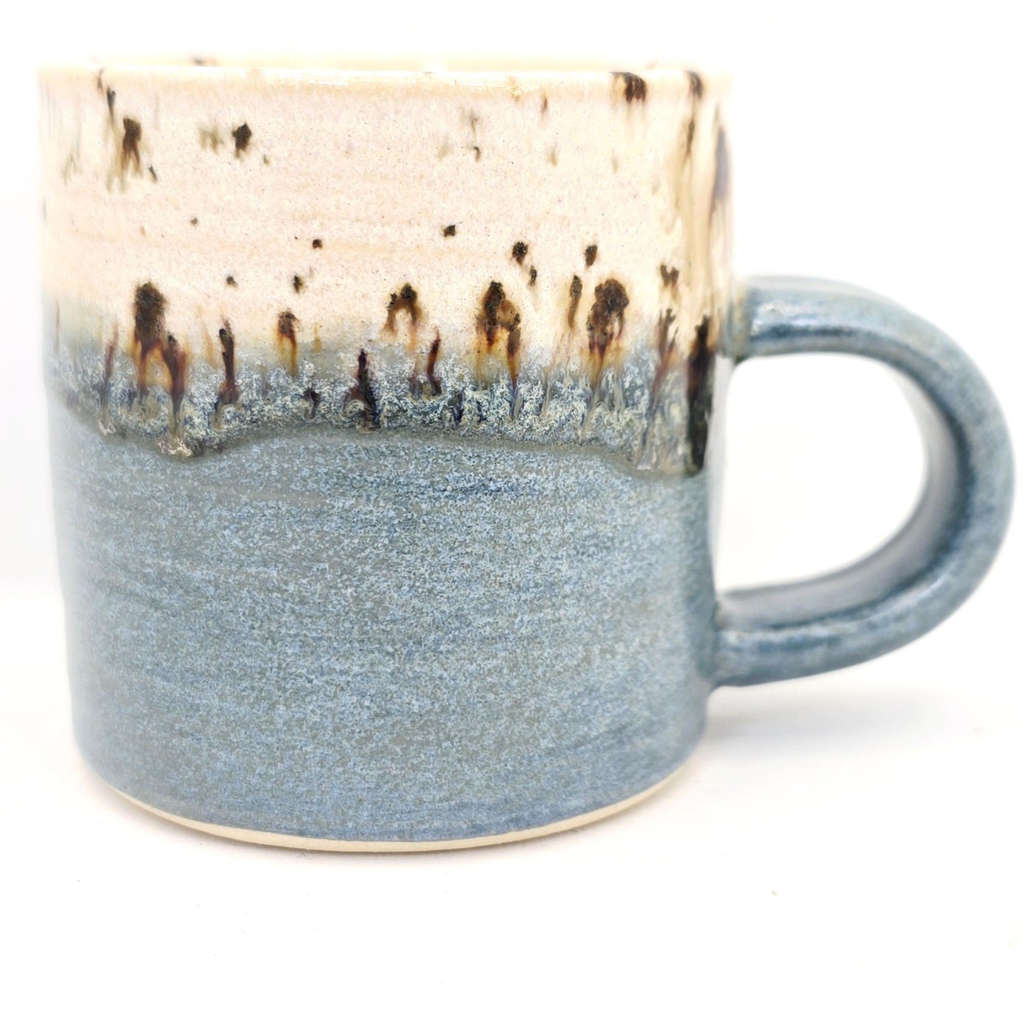 Handmade Ceramic 4oz Double Espresso Mug, Blue & White Speckled Glaze, Stoneware Pottery