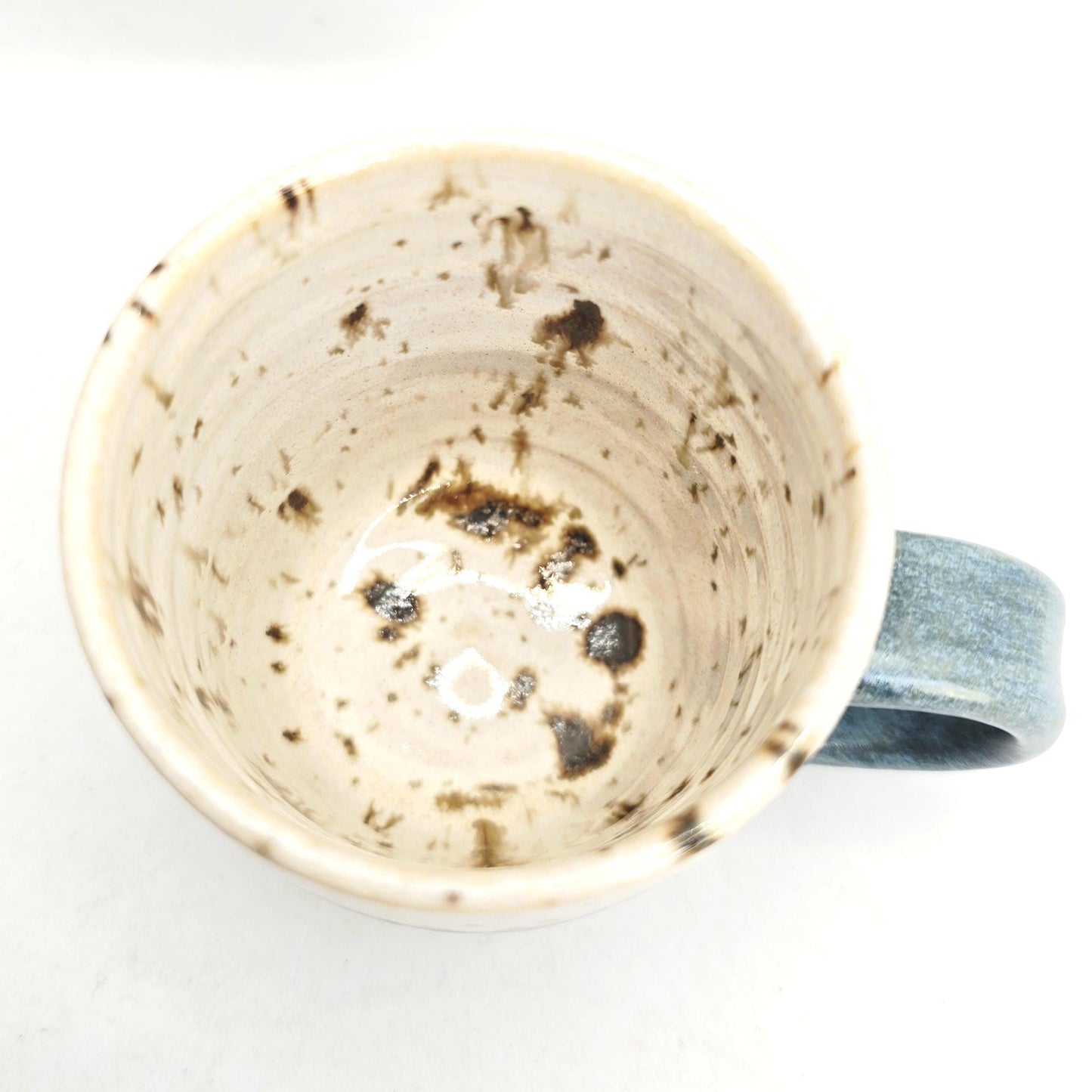 Handmade Ceramic 4oz Double Espresso Mug, Blue & White Speckled Glaze, Stoneware Pottery