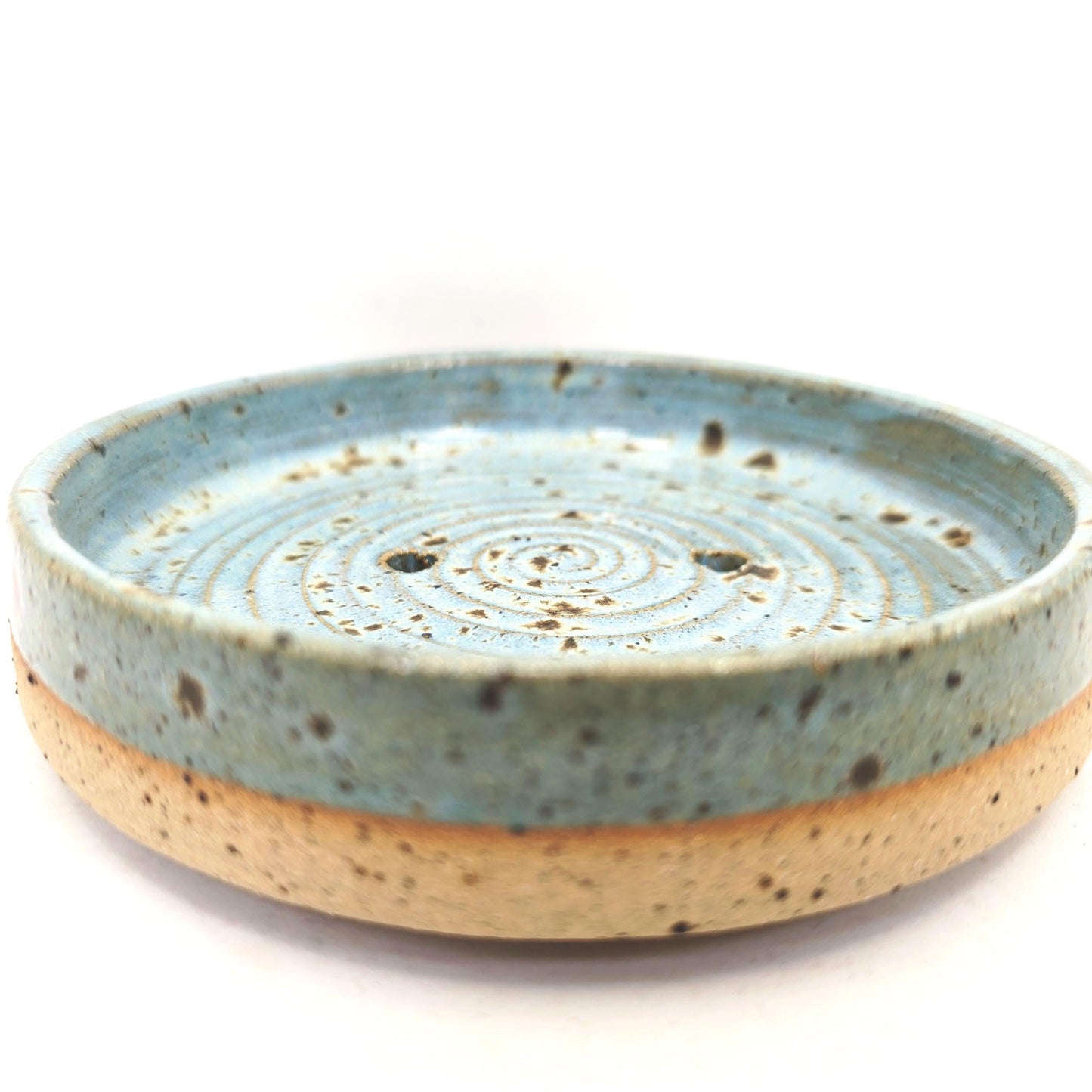Handmade Ceramic Soap Dish - Speckled Blue Glaze, Toasty Stoneware Pottery