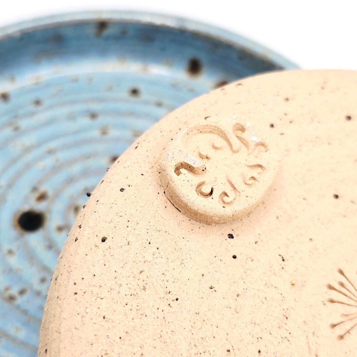 Handmade Ceramic Soap Dish - Speckled Blue Glaze, Toasty Stoneware Pottery