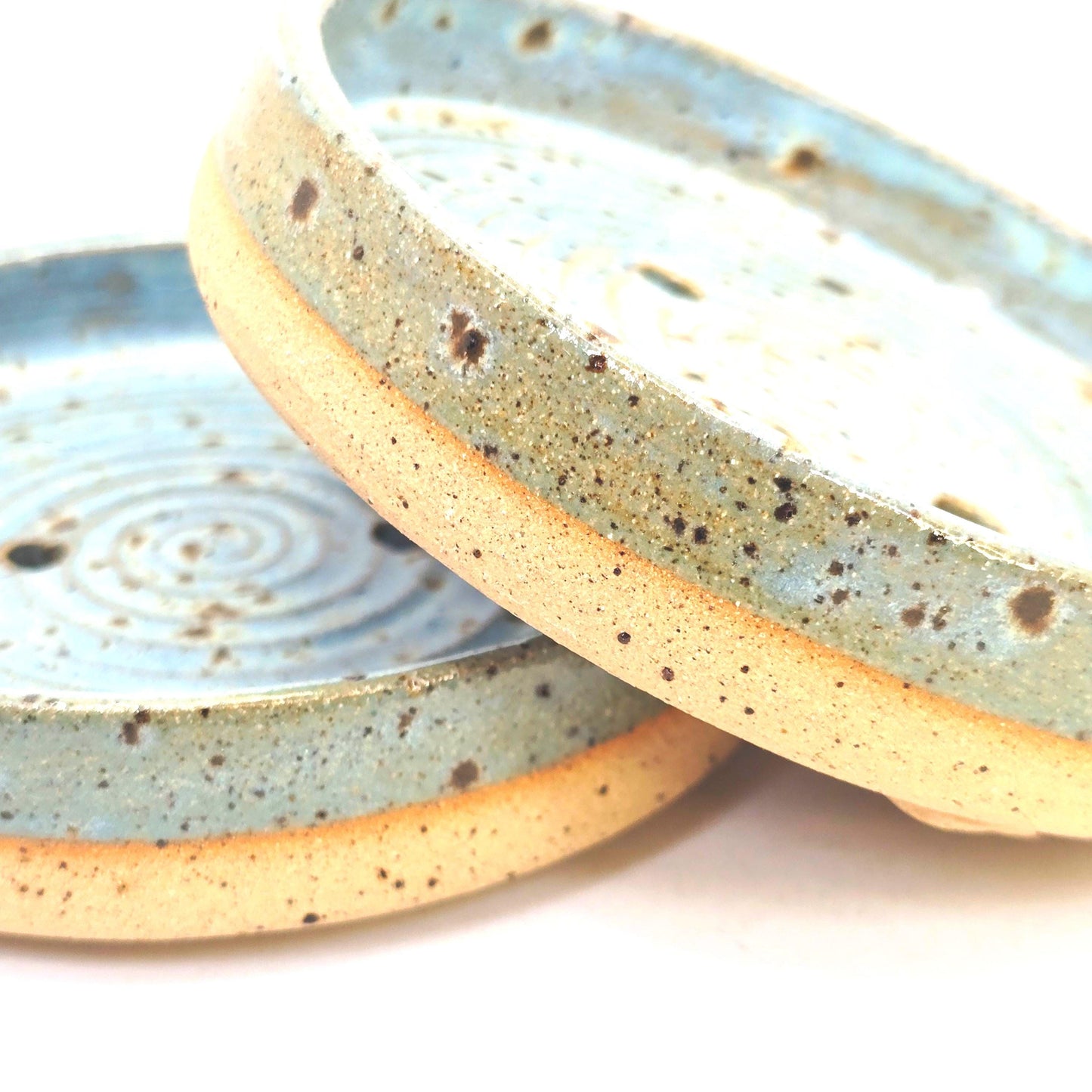 Handmade Ceramic Soap Dish - Speckled Blue Glaze, Toasty Stoneware Pottery