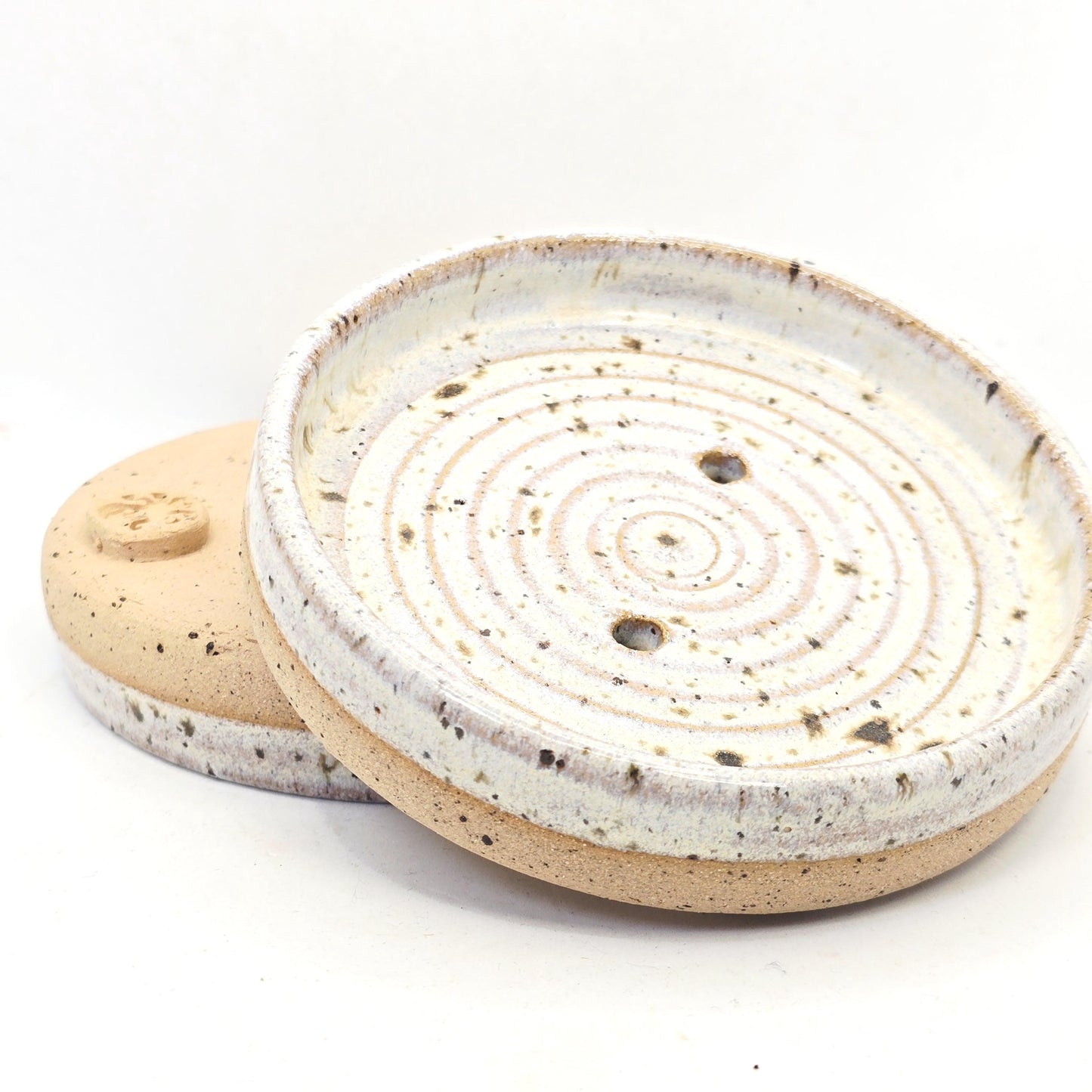 Handmade Ceramic Soap Dish - Speckled Cream Glaze, Toasty Stoneware Pottery