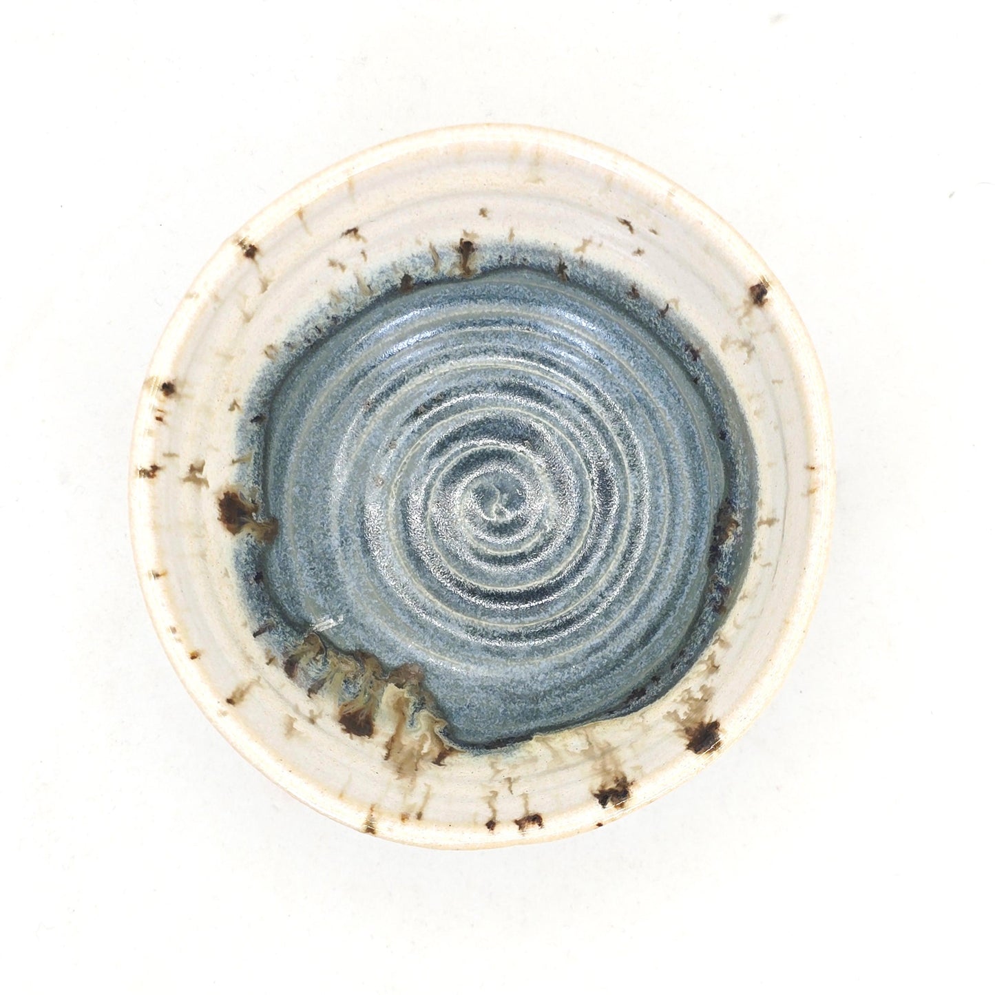 Handmade Ceramic Blue & White Small Condiment Bowl, Jam Dish. White Stoneware Pottery.