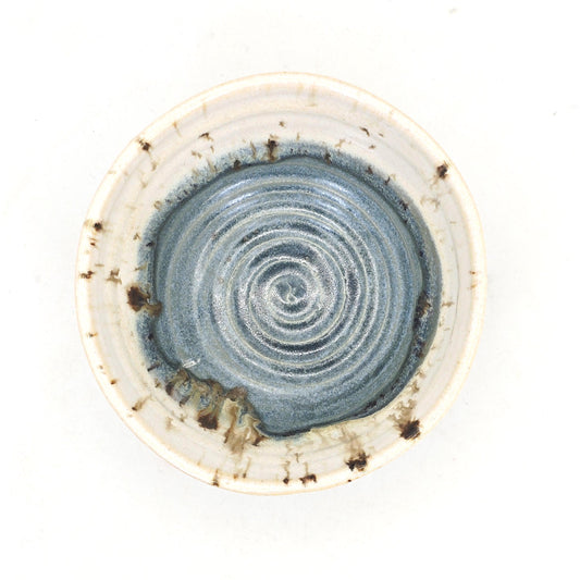 Handmade Ceramic Blue & White Small Condiment Bowl, Jam Dish. White Stoneware Pottery.