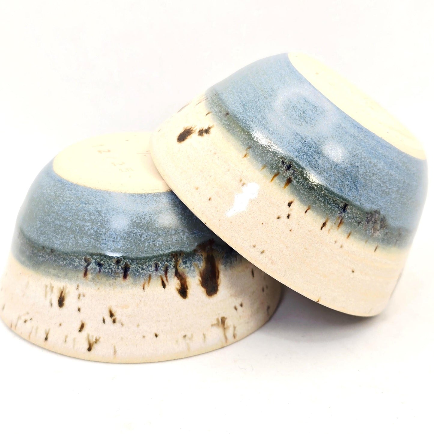 Handmade Ceramic Blue & White Small Condiment Bowl, Jam Dish. White Stoneware Pottery.