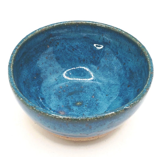 Handmade Ceramic Blue Condiment Bowl / Trinket Dish. Turquoise Glaze. Toasty Stoneware Pottery