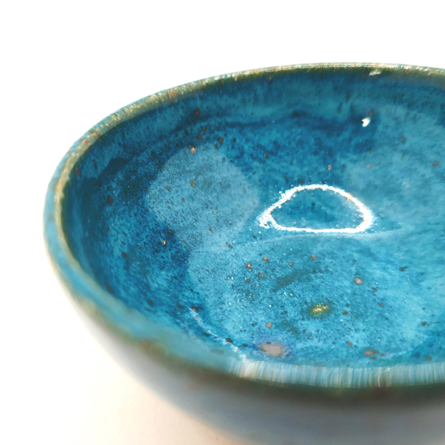 Handmade Ceramic Blue Condiment Bowl / Trinket Dish. Turquoise Glaze. Toasty Stoneware Pottery