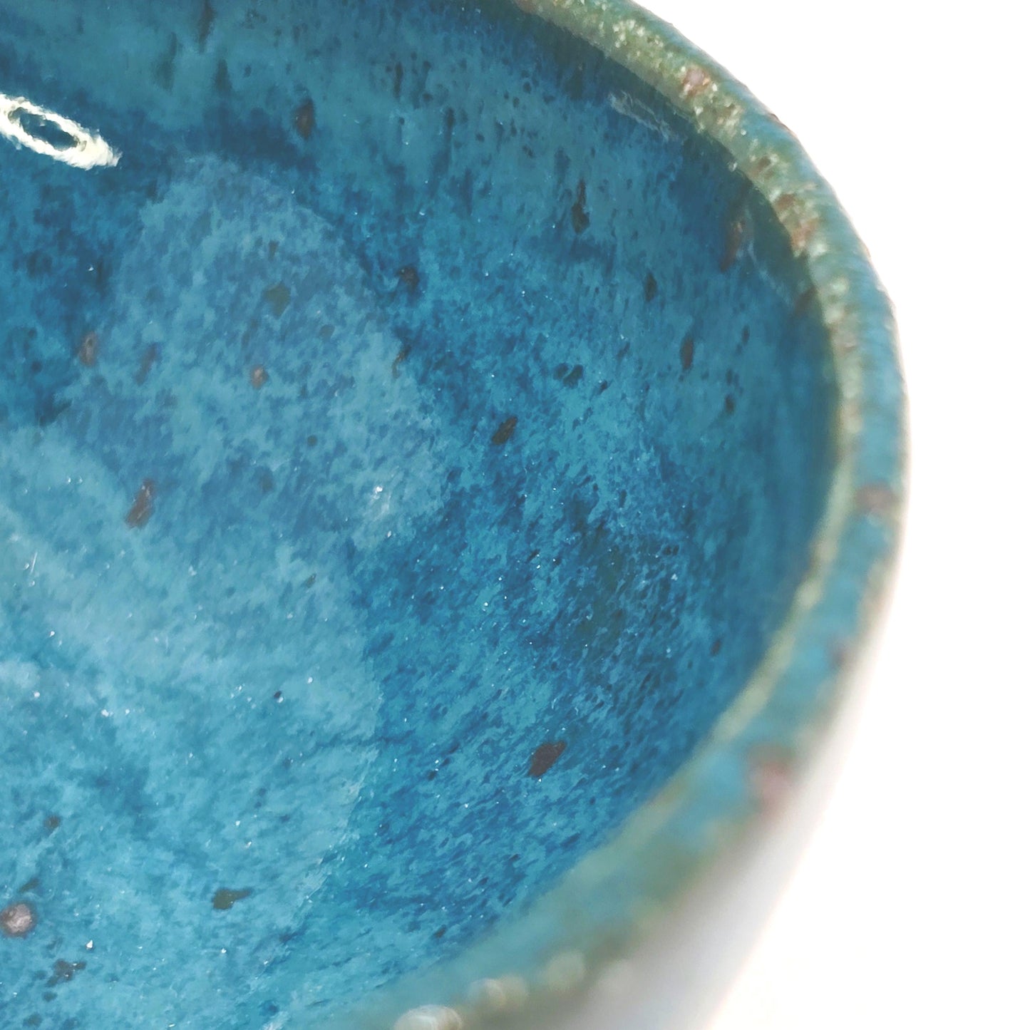 Handmade Ceramic Blue Condiment Bowl / Trinket Dish. Turquoise Glaze. Toasty Stoneware Pottery