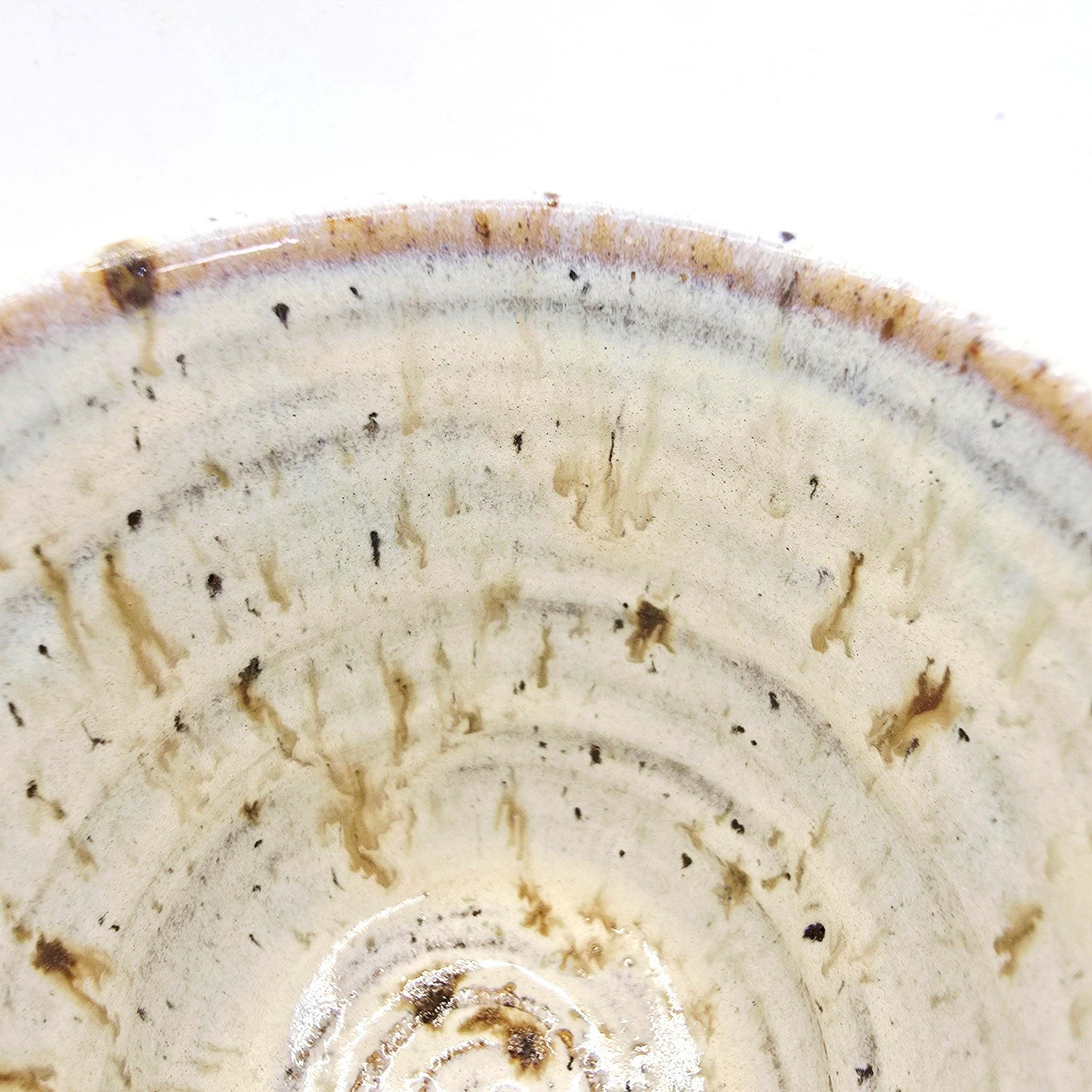 Handmade Ceramic 6oz Flat White/Cortado Mug. Ammonite Sprig. Cream Speckled Glaze. Toasty Stoneware Pottery