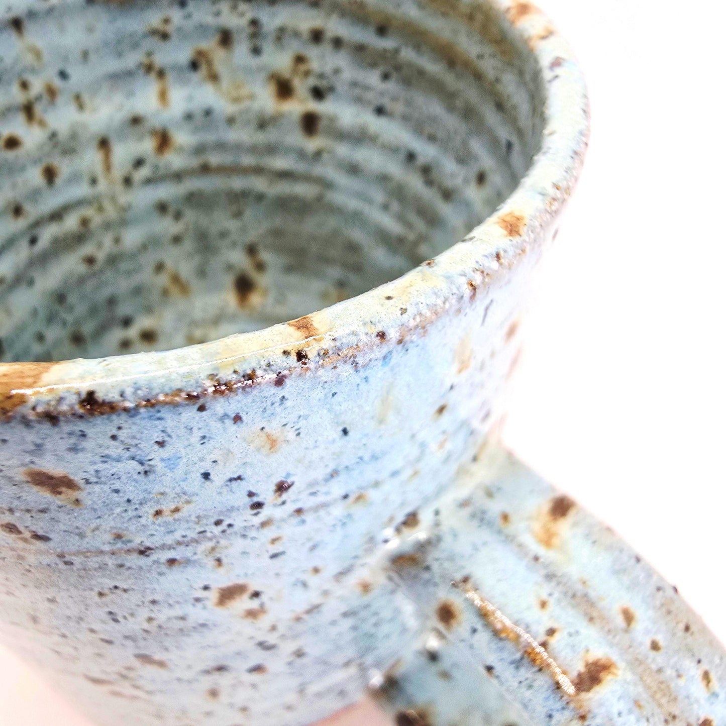 Handmade Ceramic 6oz Flat White / Cortado Coffee Mug. Blue Speckled Glaze - Toasty Stoneware Pottery