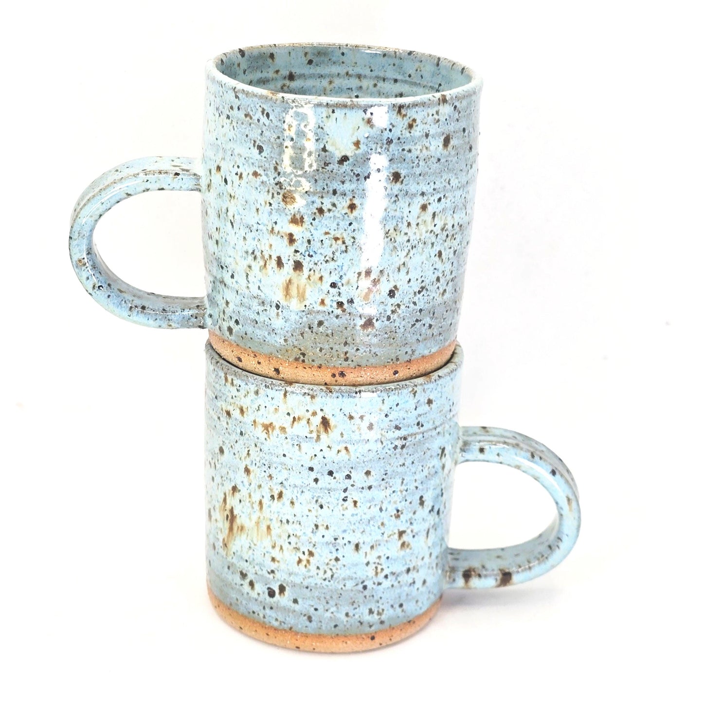 Handmade Ceramic 6oz Flat White / Cortado Coffee Mug. Blue Speckled Glaze - Toasty Stoneware Pottery