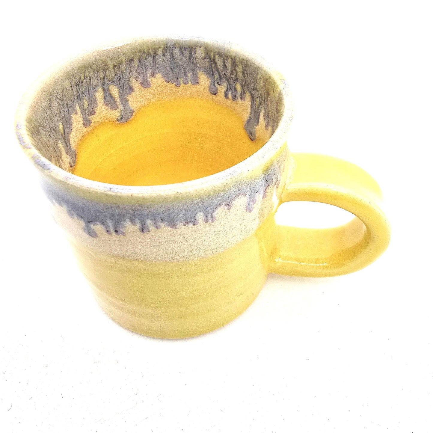 Handmade Ceramic 4oz Double Espresso Mug. Lemony Blue Yellow Glaze. Stoneware Pottery
