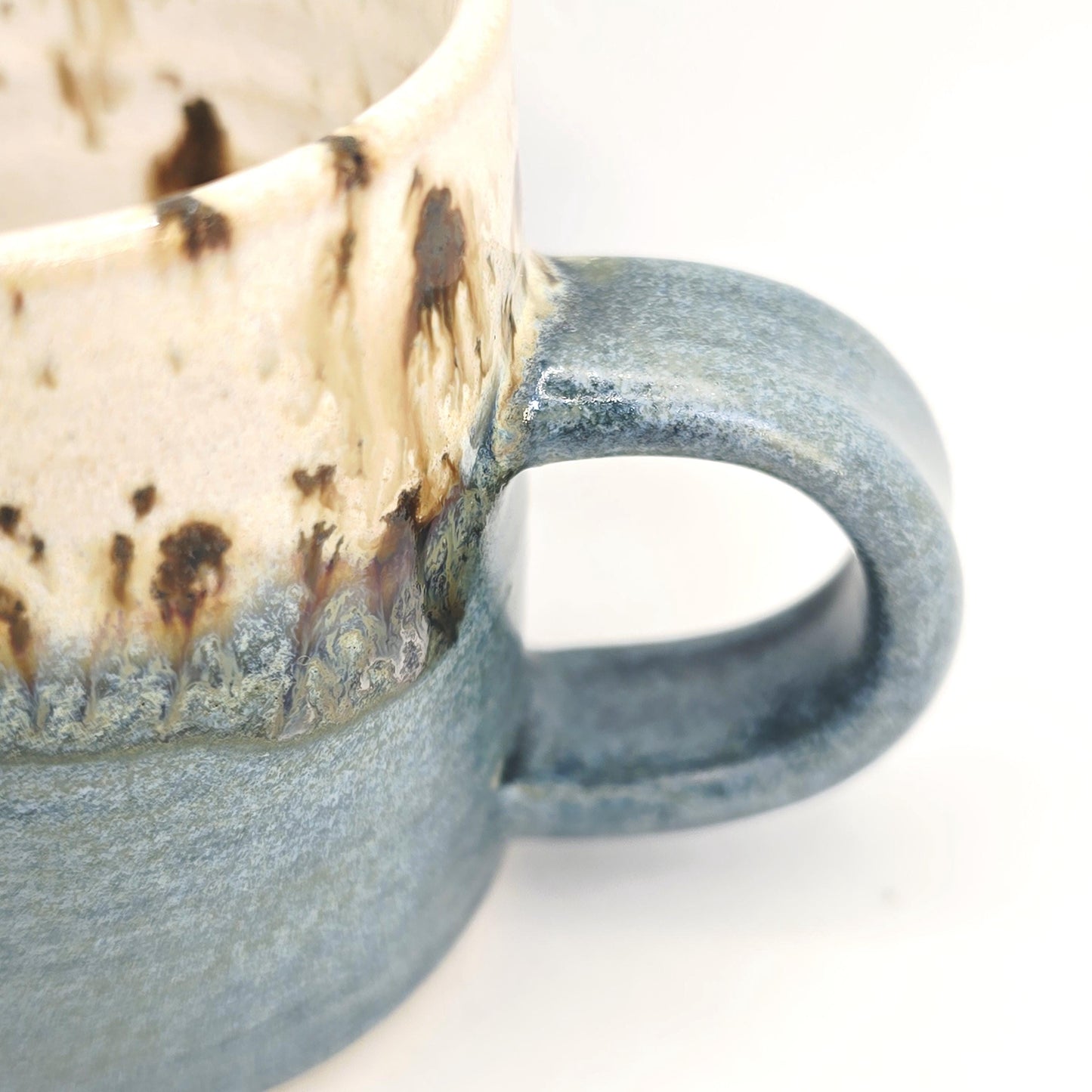 Handmade Ceramic 4oz Double Espresso Mug, Blue & White Speckled Glaze, Stoneware Pottery