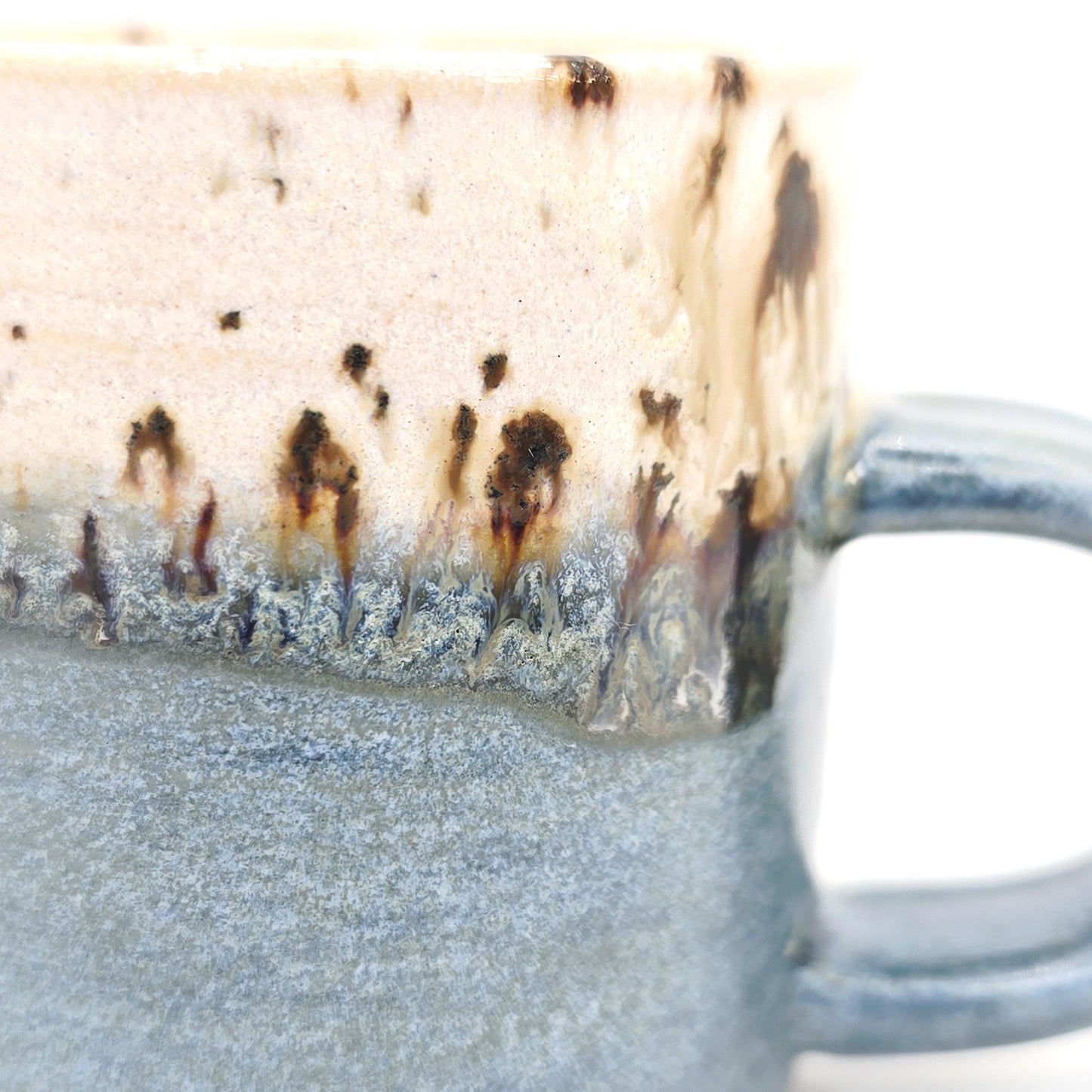 Handmade Ceramic 4oz Double Espresso Mug, Blue & White Speckled Glaze, Stoneware Pottery