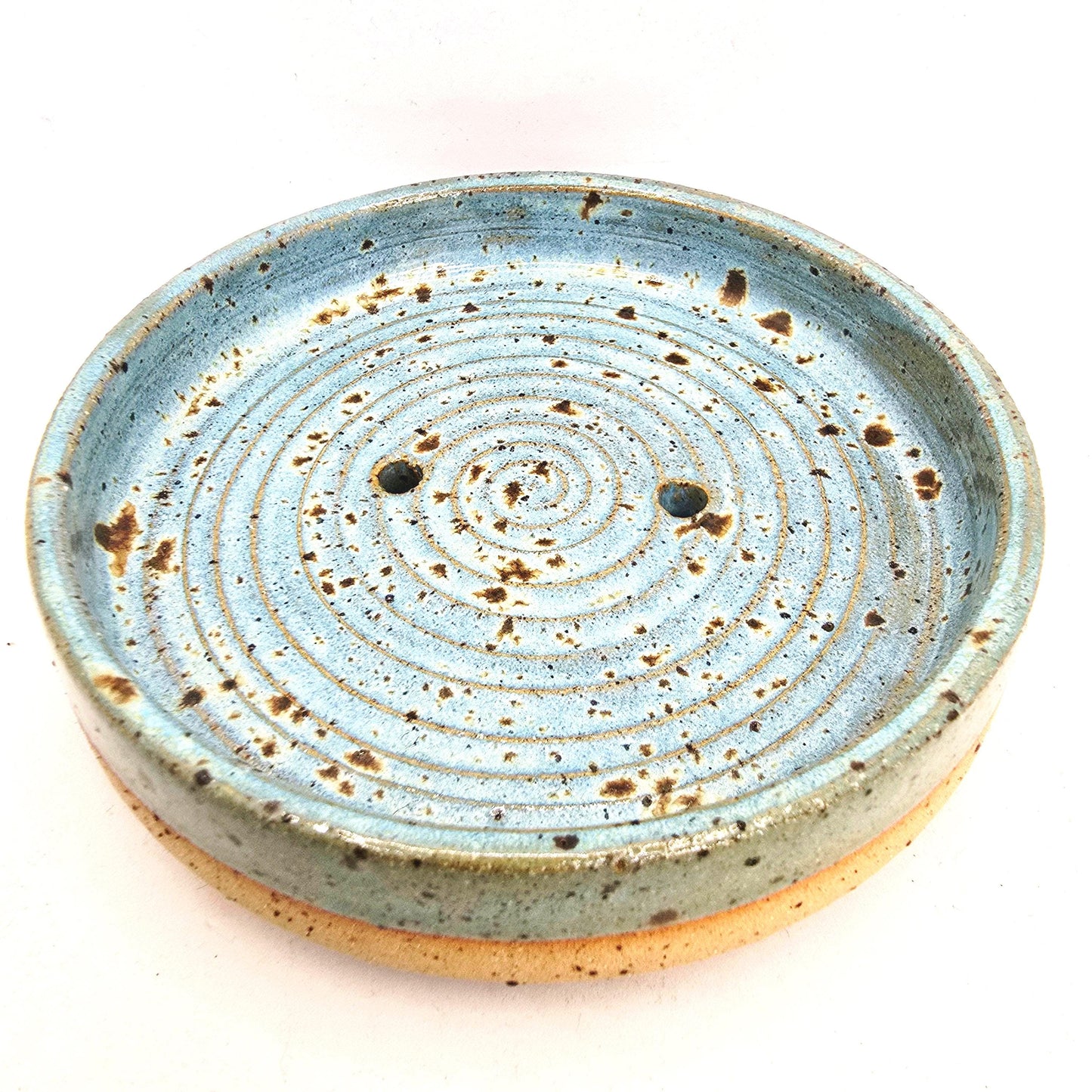Handmade Ceramic Soap Dish - Speckled Blue Glaze, Toasty Stoneware Pottery