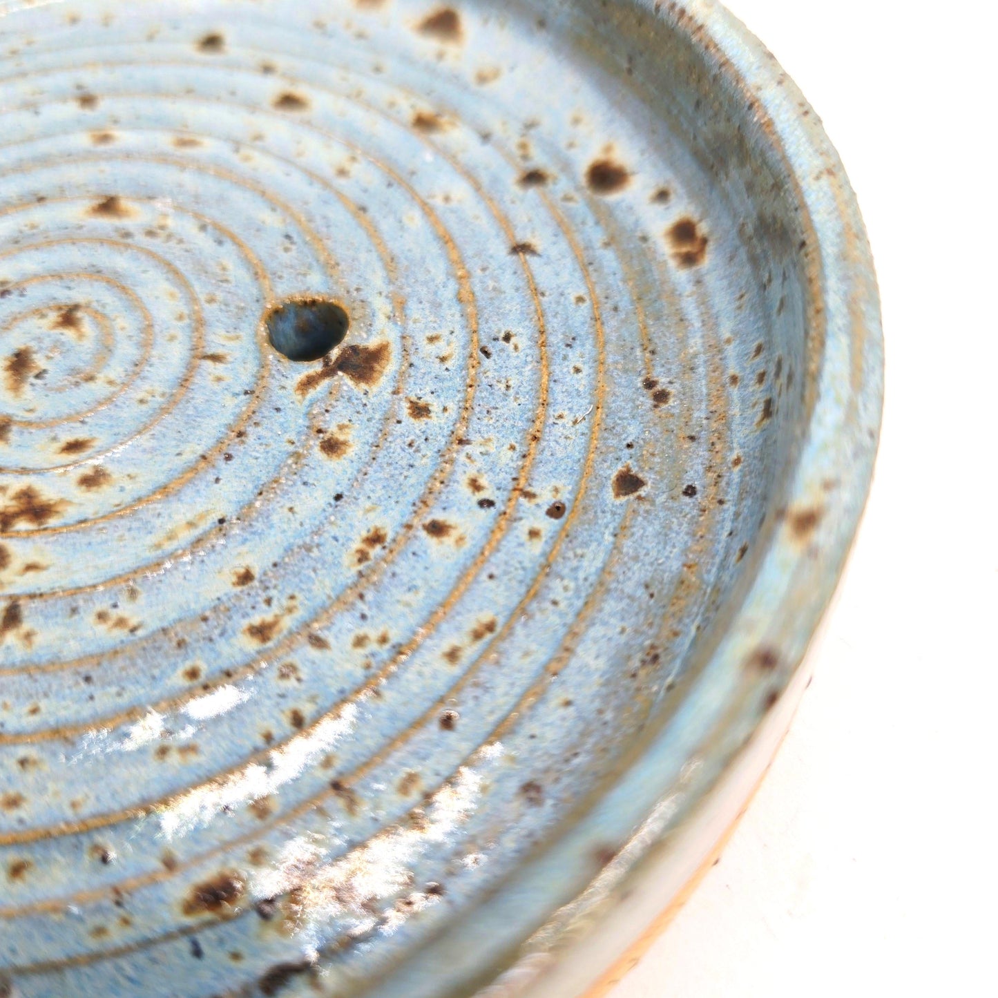 Handmade Ceramic Soap Dish - Speckled Blue Glaze, Toasty Stoneware Pottery